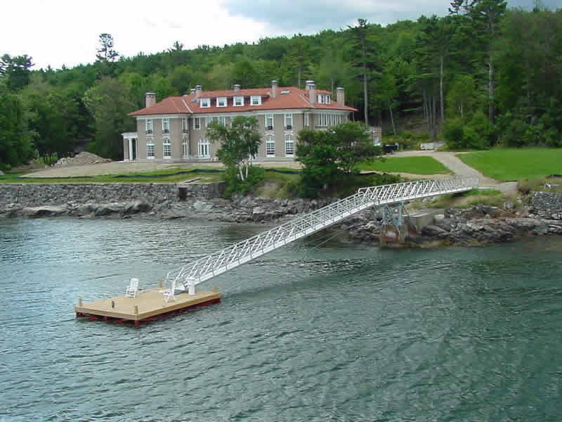 Aluminum pier and gangway on Frenchman's Bar, Bar Harbor, ME